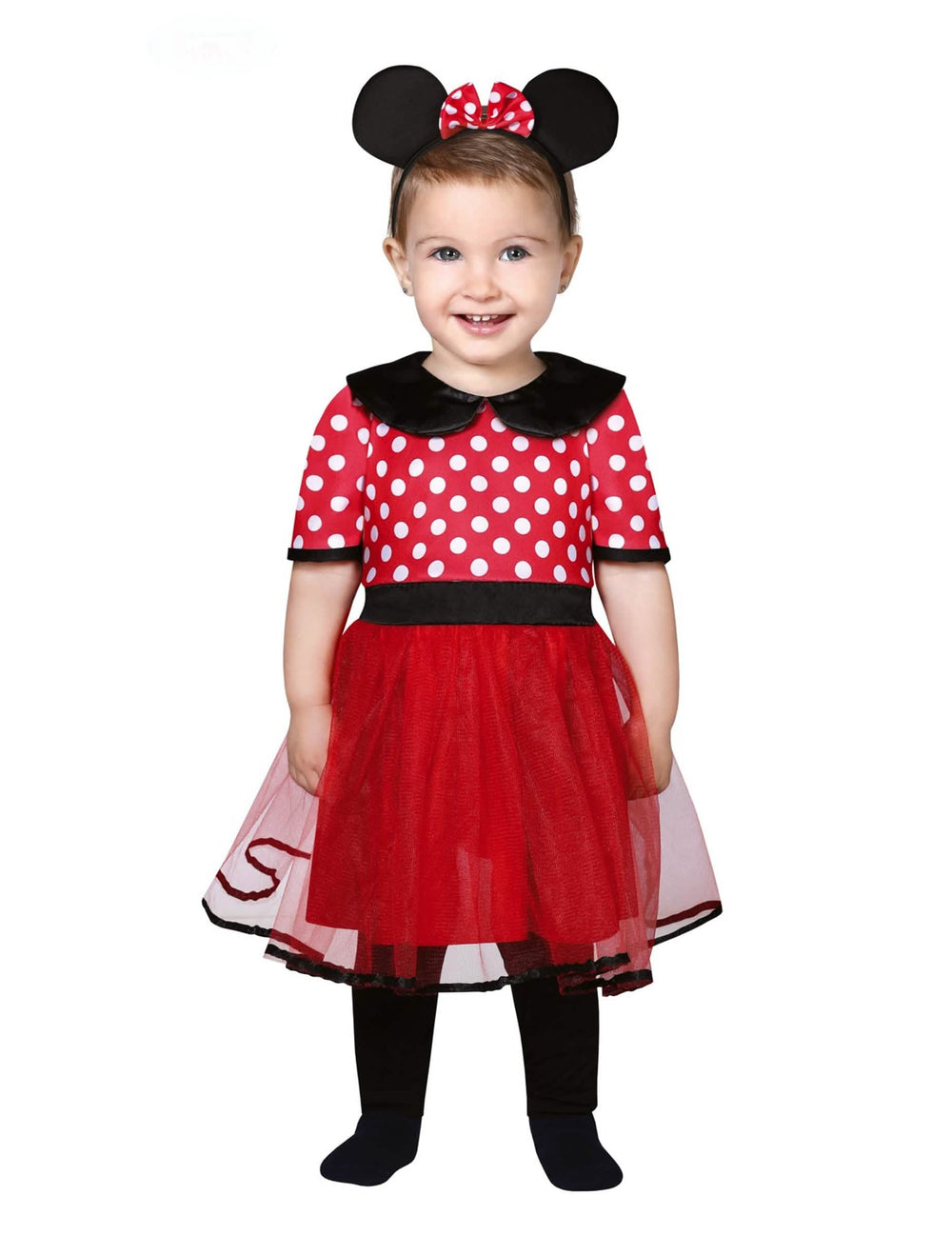 Kostüm kleine Maus für Baby Rot mit weißen Punkten mit Haarreif
