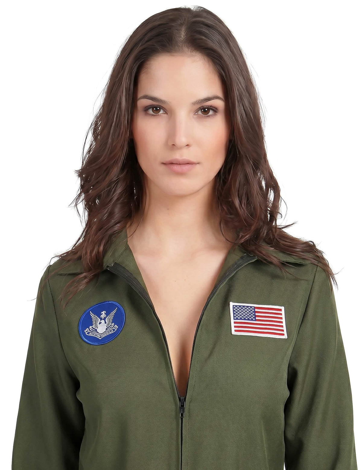 Sexy Kampfpilotin Overall für Damen Karneval khaki