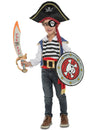 Déguisement de pirate pour enfant bleu et rouge avec chapeau sabre et bouclier