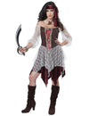 Déguisement Pirate Bucanière Sexy pour femme marron et bordeaux avec dentelle blanche