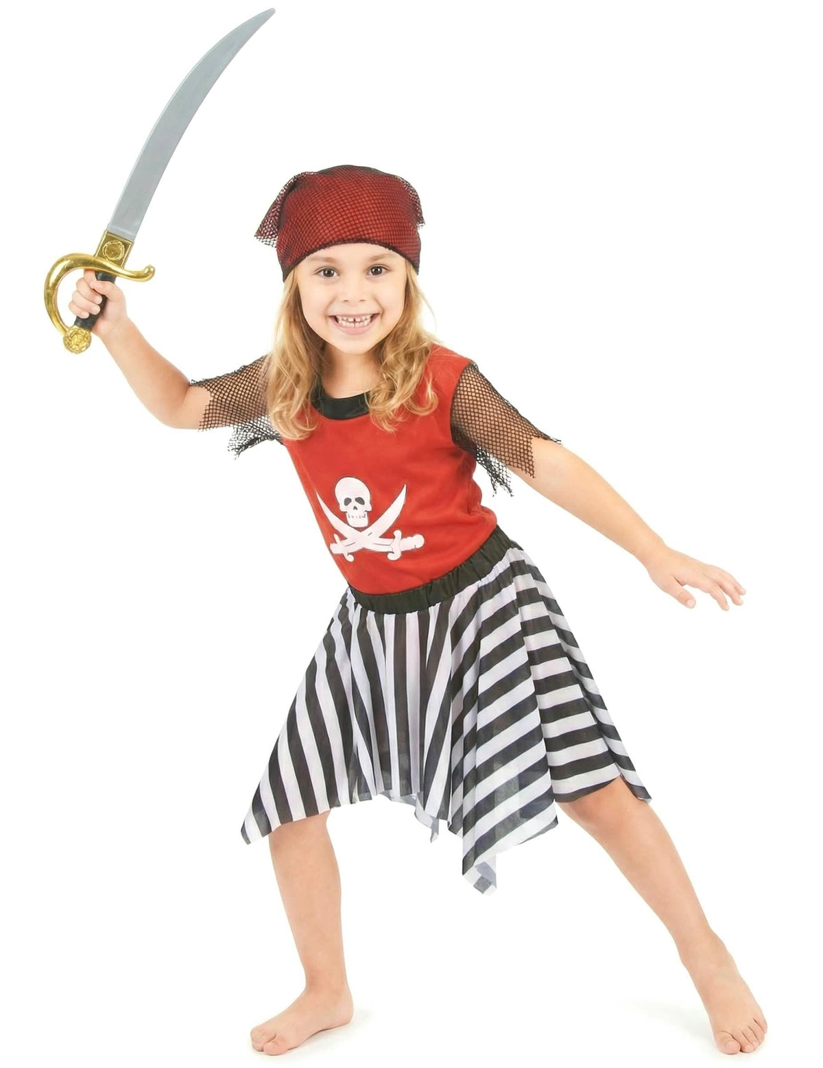 Vue de dos du déguisement pirate corsaire pour fille
