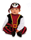 Déguisement pirate des mers pour bébé rouge et noir avec bandana tête de mort