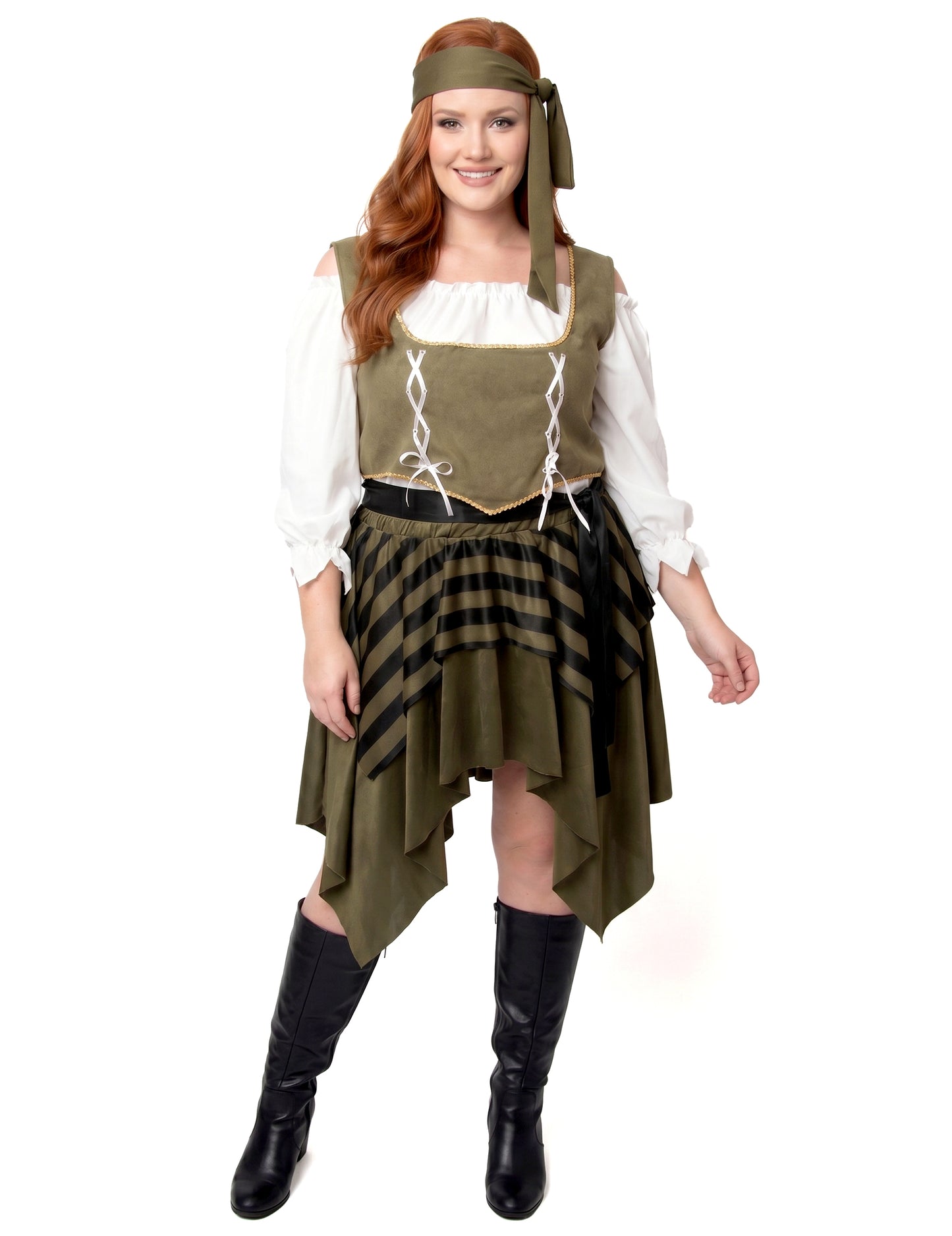 Plus Size Piratenkostüm für Damen grün