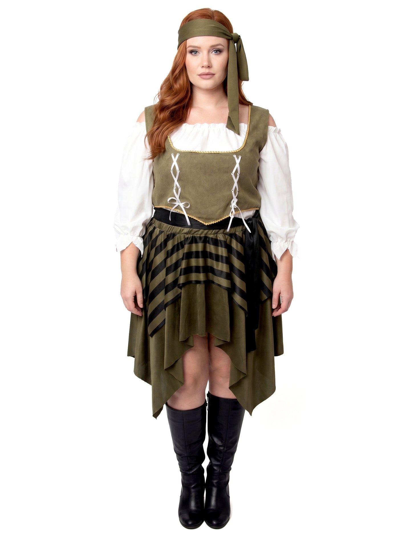 Plus Size Piratenkostüm für Damen grün