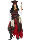 Déguisement de pirate pour femme marron et rouge avec chapeau