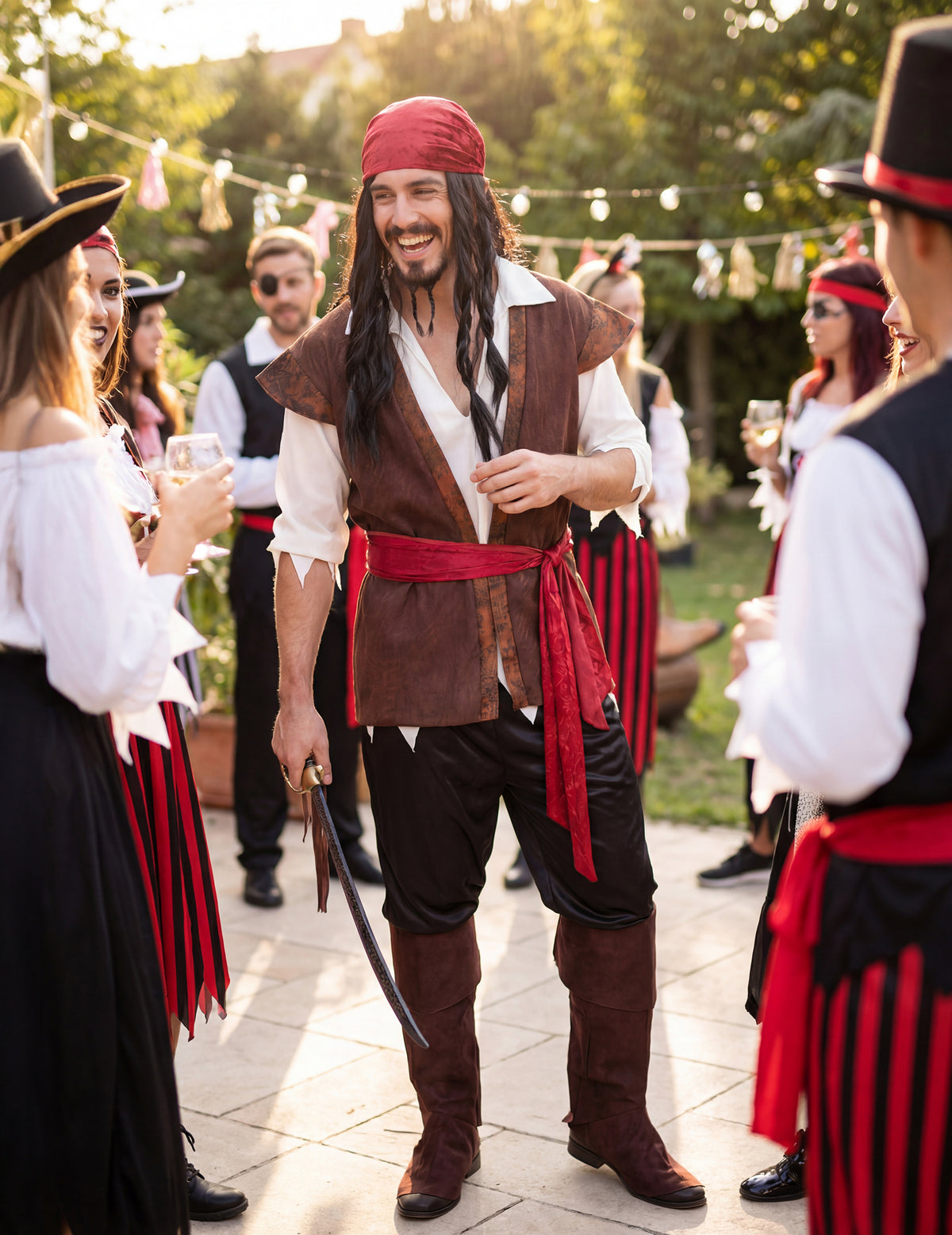 Mise en situation lors d'une fête du déguisement de pirate pour homme