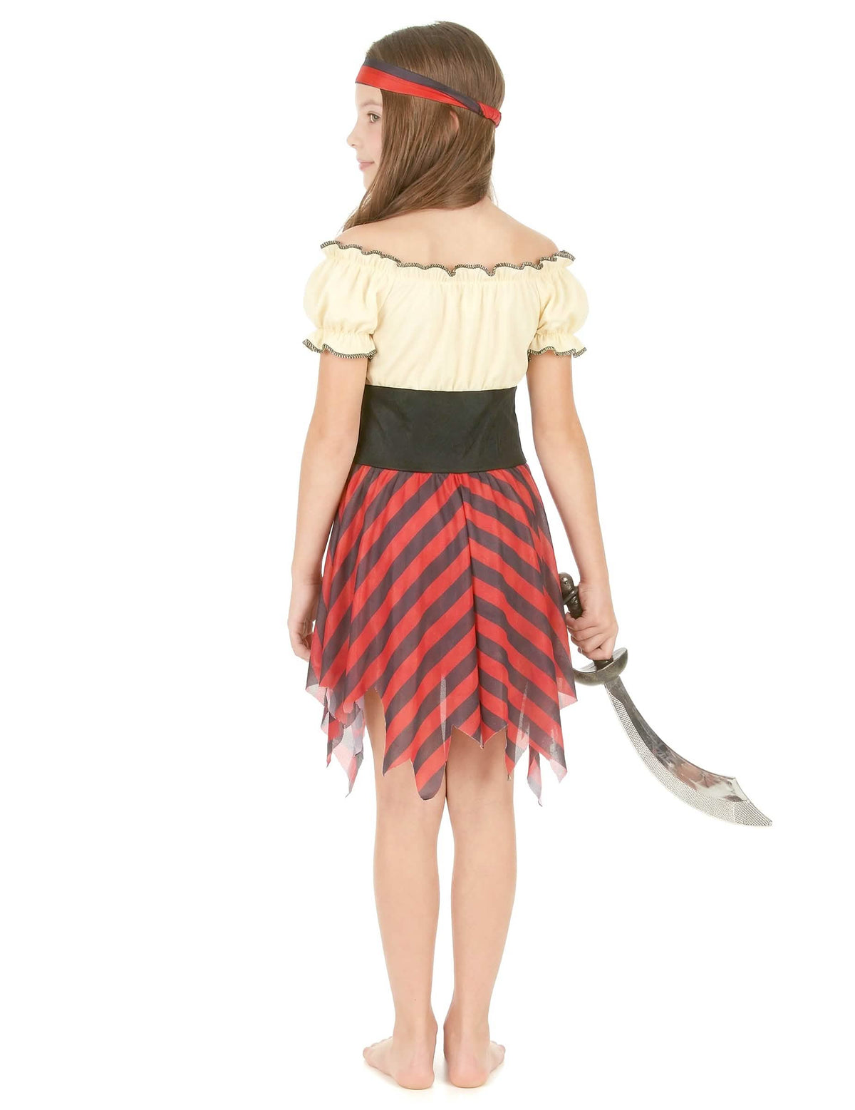 Rückansicht des Piratenkostüms für Mädchen
