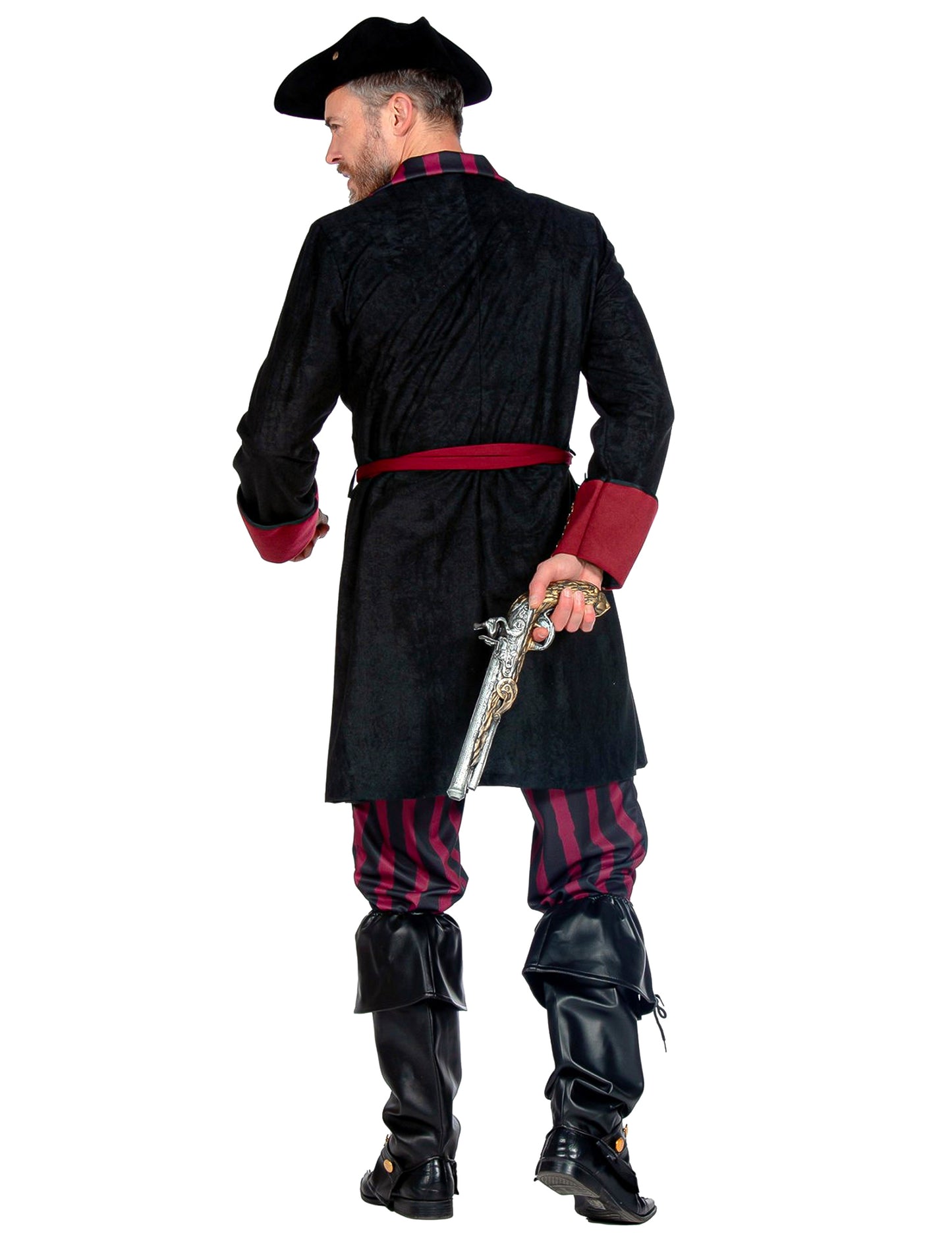 Luxus-Piratenkostüm für Herren in Schwarz und Bordeaux