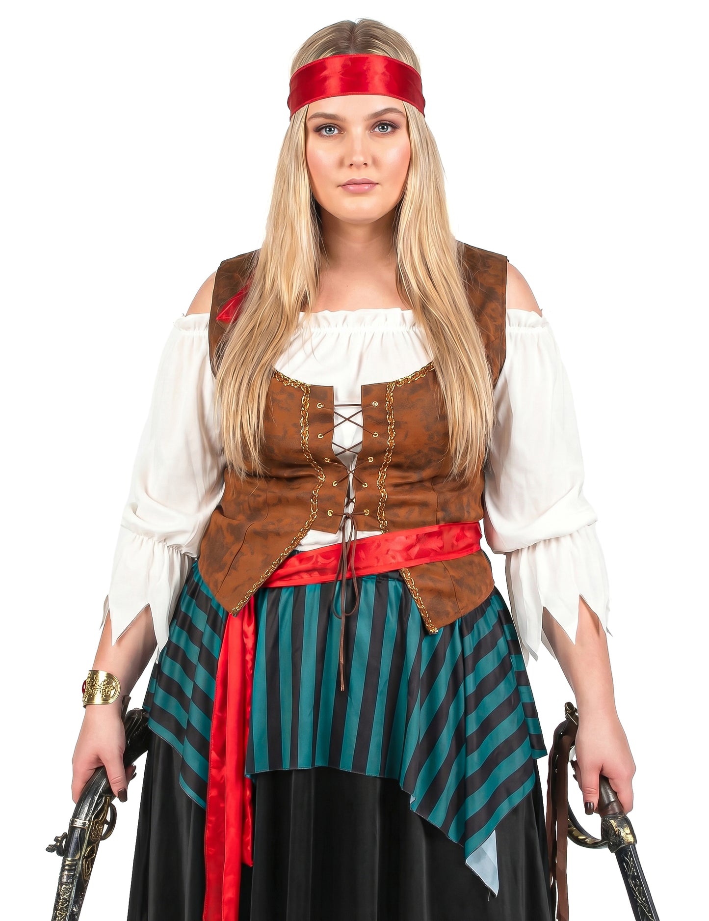 Déguisement pirate rayé bleu et noir grande taille femme