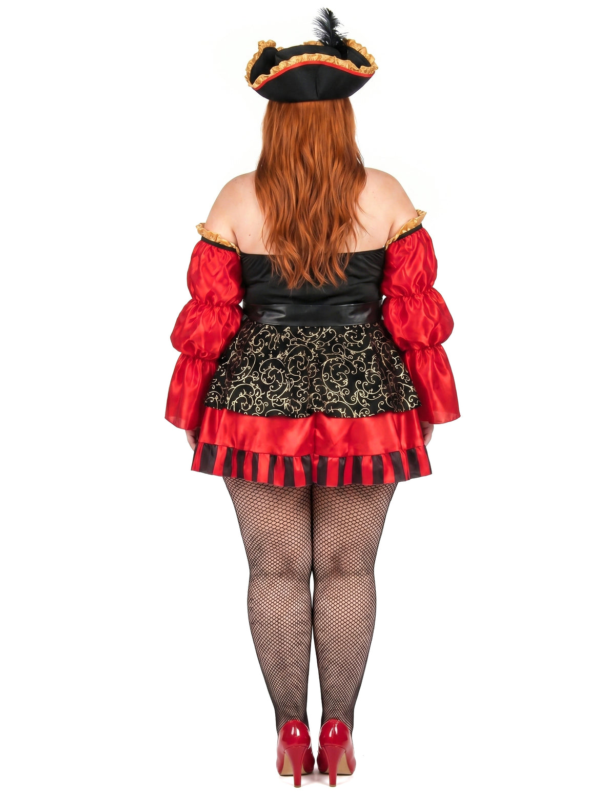 Luxuriöses Plus Size Piratinkostüm für Damen rot