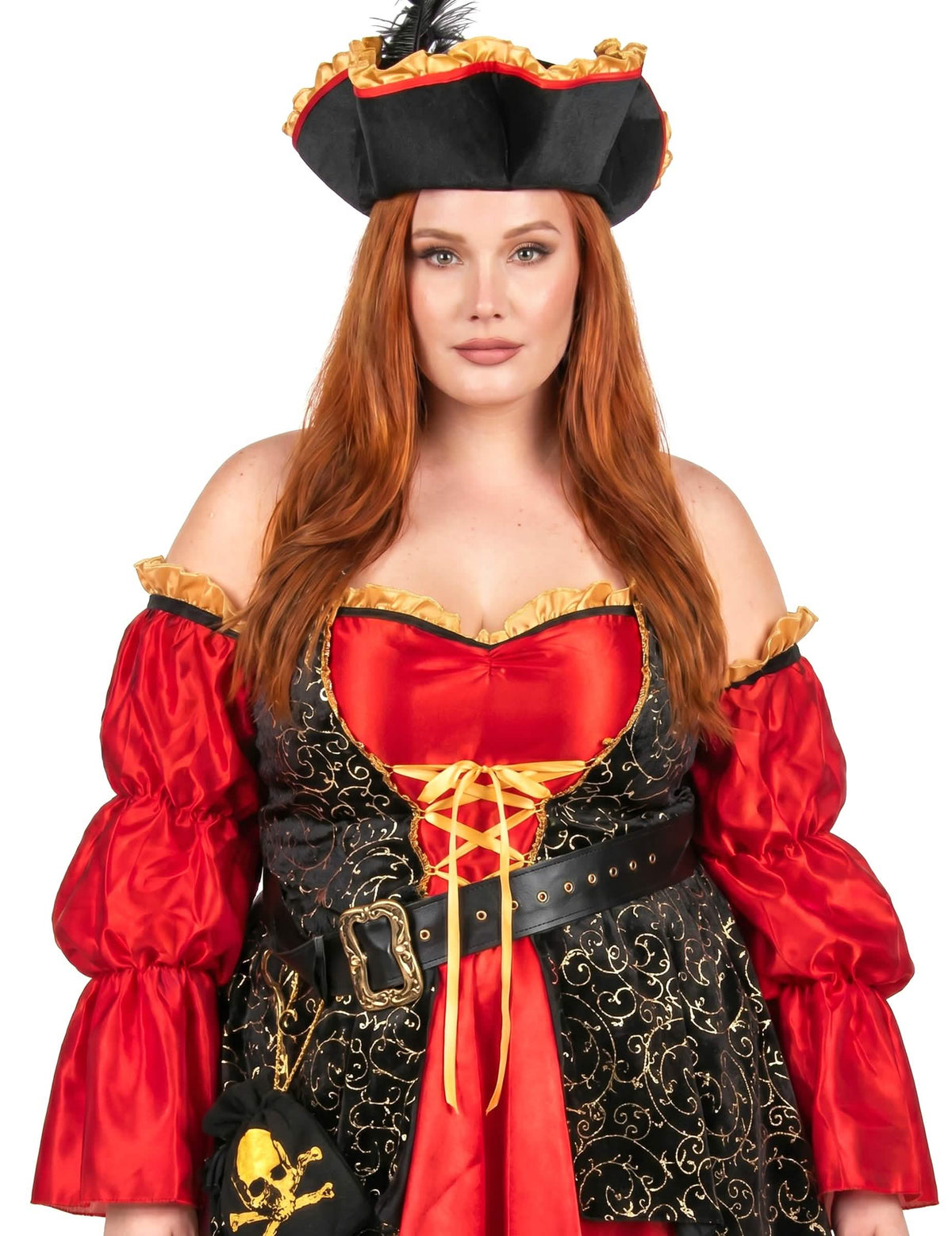 Luxuriöses Plus Size Piratinkostüm für Damen rot
