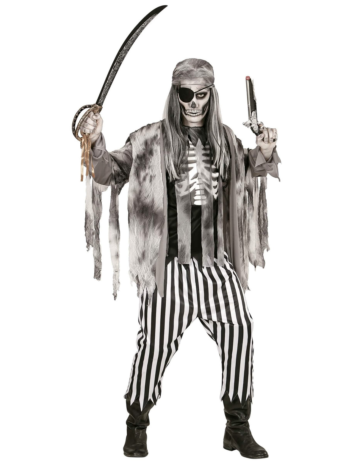 Sabre et pistolet du déguisement pirate squelette fantôme pour homme