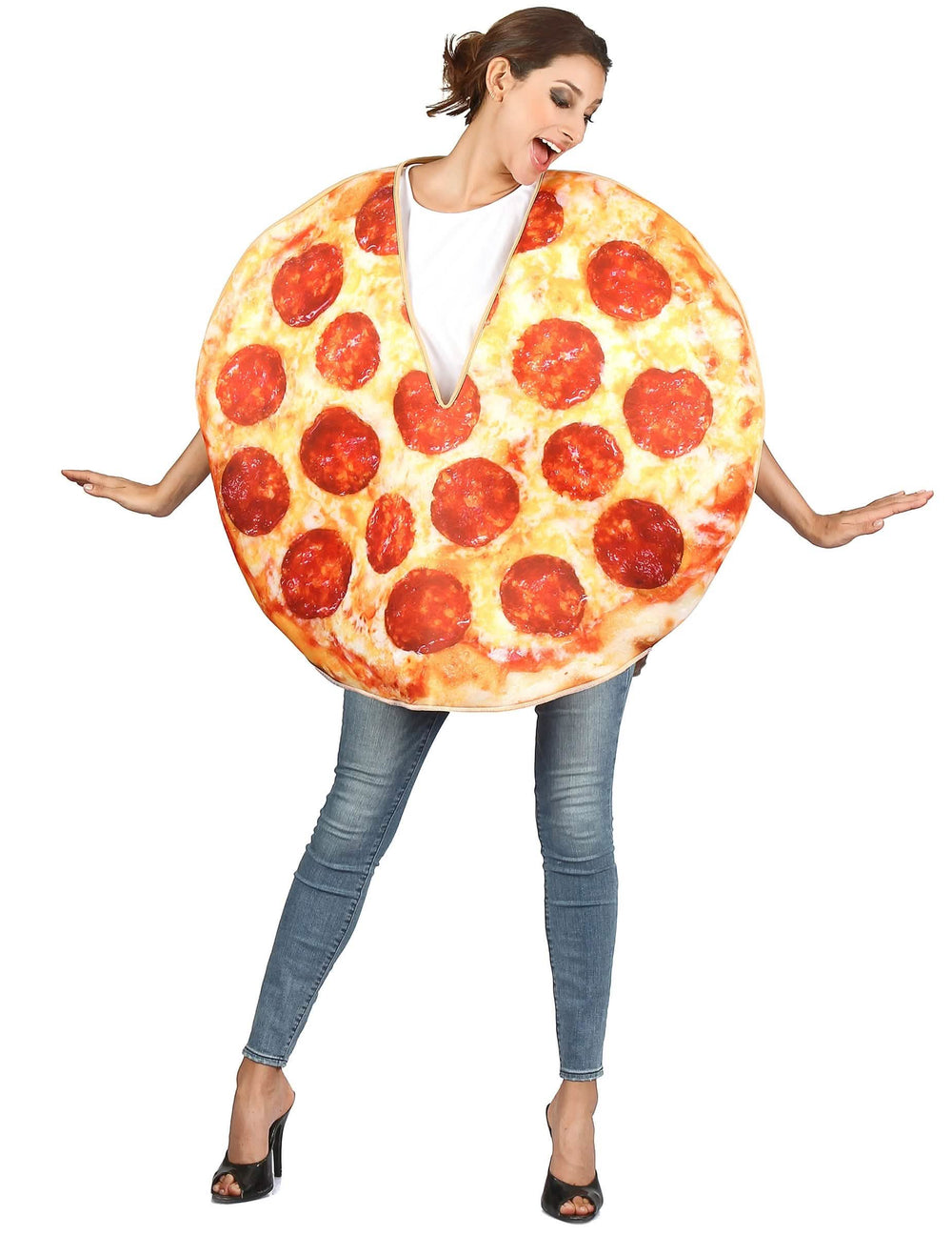 Pizza-Kostüm für Erwachsene mit Pepperoni
