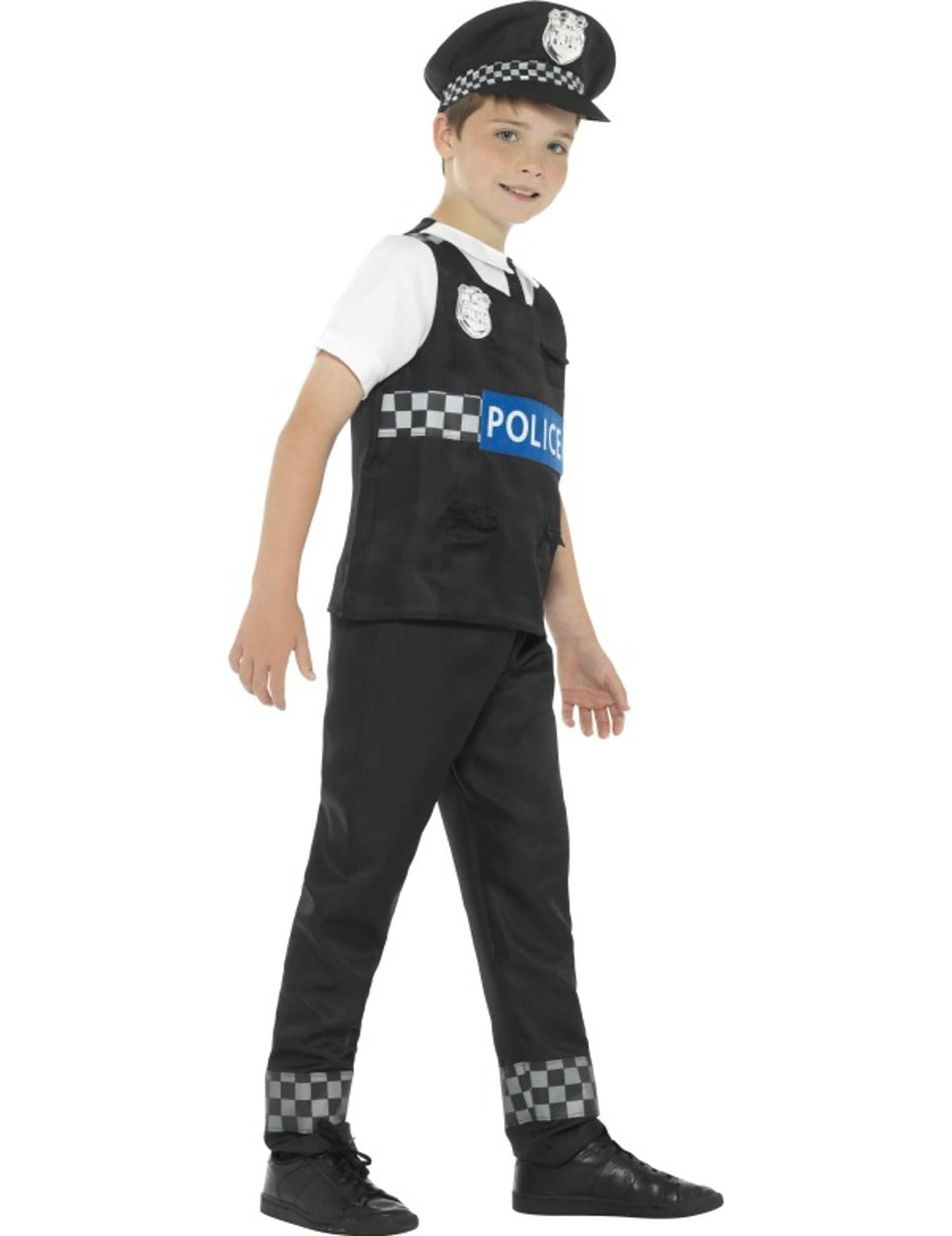 Seitenansicht des Polizistenkostüms für Jungen