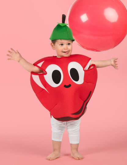 Vue de face du déguisement pomme rouge enfant