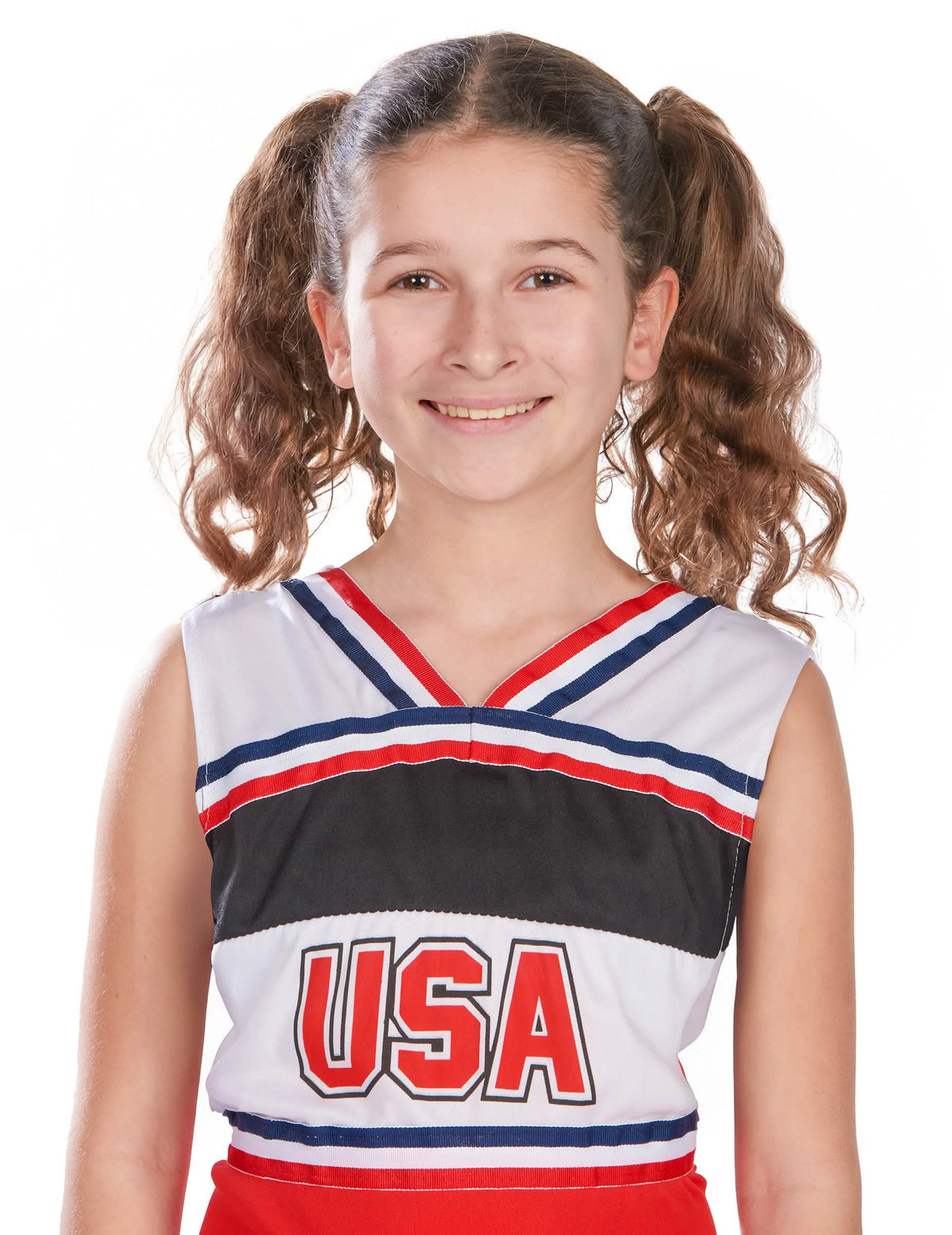 Frontalporträt des USA-Cheerleader-Kostüms