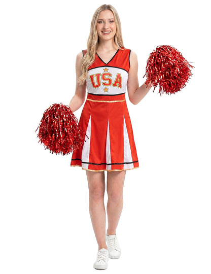 Déguisement pompom girl USA rouge femme