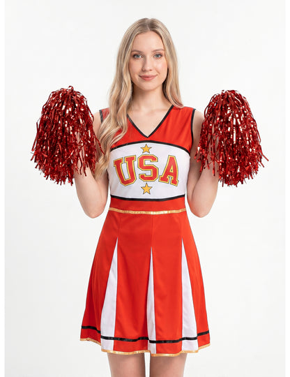 Déguisement pompom girl USA rouge femme