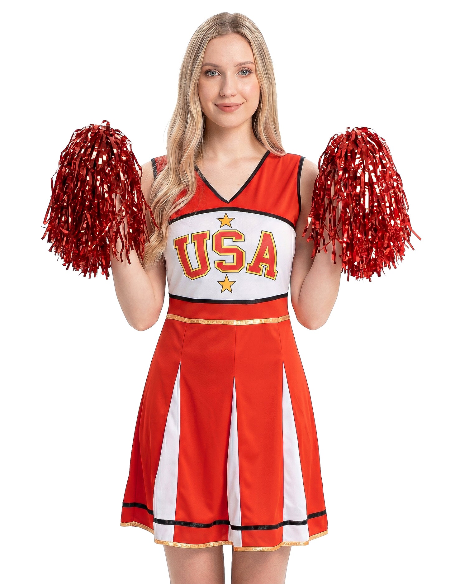 Déguisement pompom girl USA rouge femme