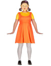 Déguisement poupée tueuse pour femme orange et jaune avec masque