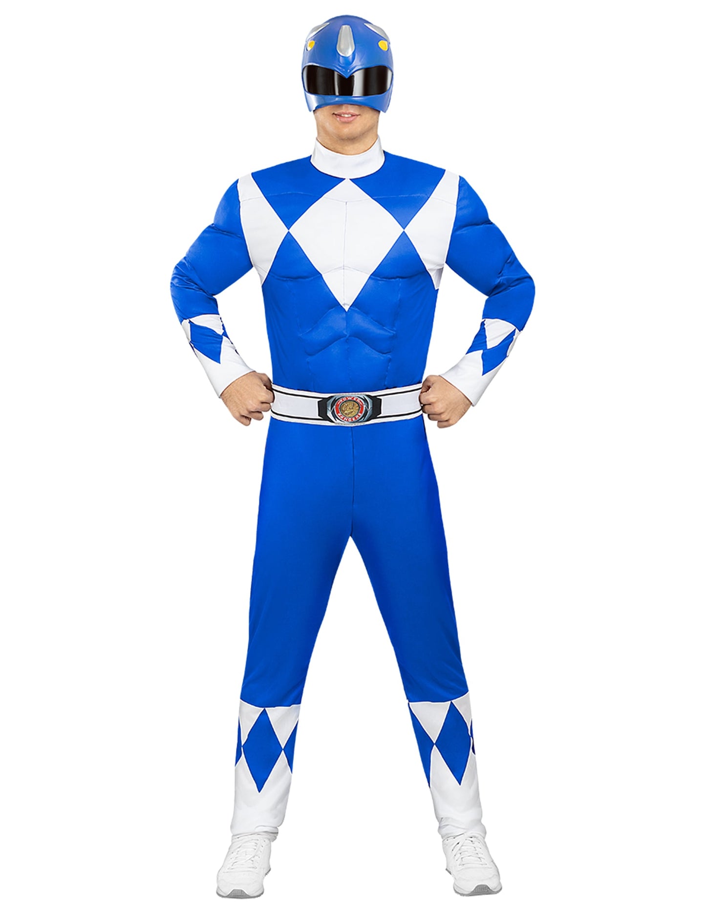 Vue de face du déguisement Power Ranger pour adulte