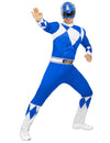 Déguisement Power Ranger pour adulte bleu avec masque et ceinture