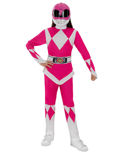 Déguisement Power Ranger pour enfant rose et blanc avec masque