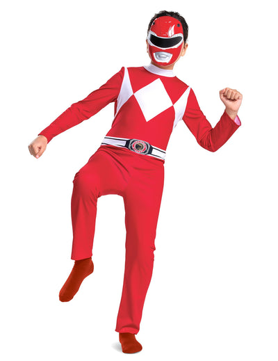 Klassisches rotes Power Rangers Kostüm für Kinder mit Maske