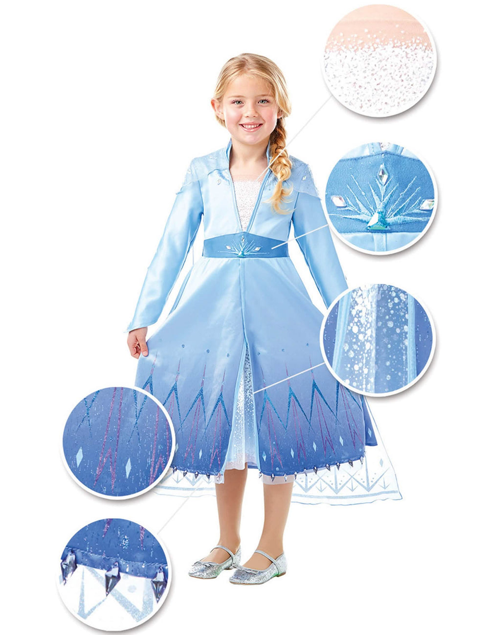 Déguisement premium Elsa La Reine des Neiges 2 pour fille bleu ciel à détails scintillants