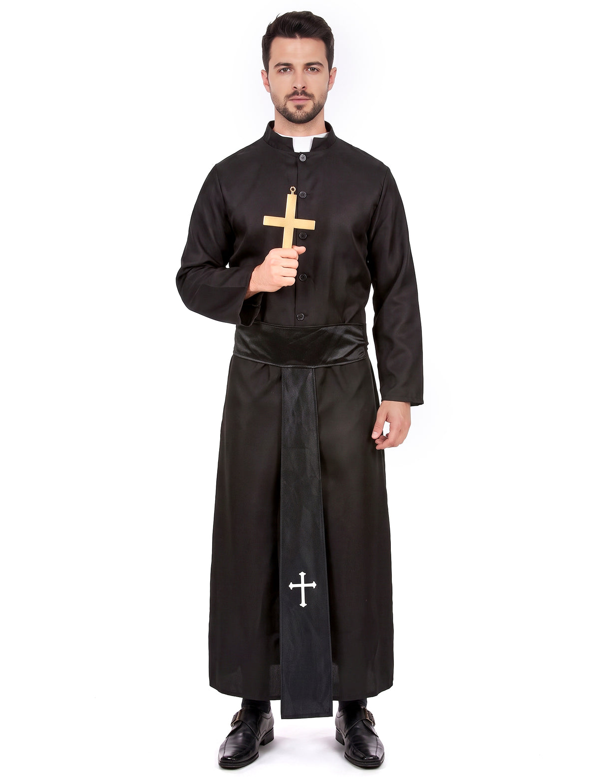 Priester-Herrenkostüm schwarz-weiss