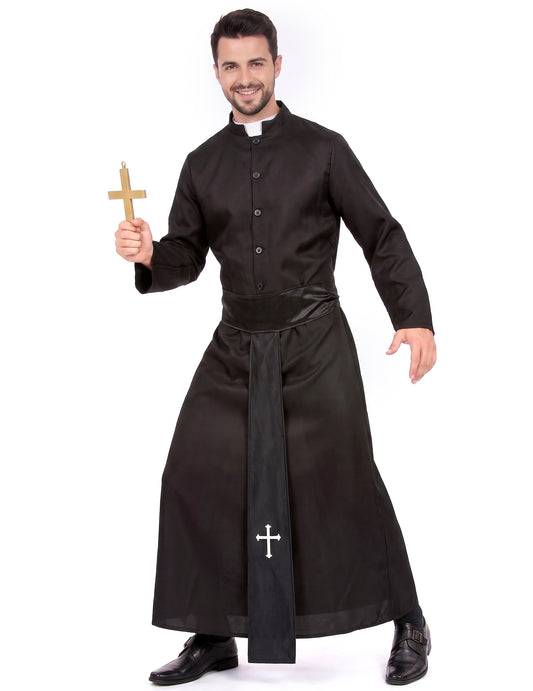 Priester-Herrenkostüm schwarz-weiss