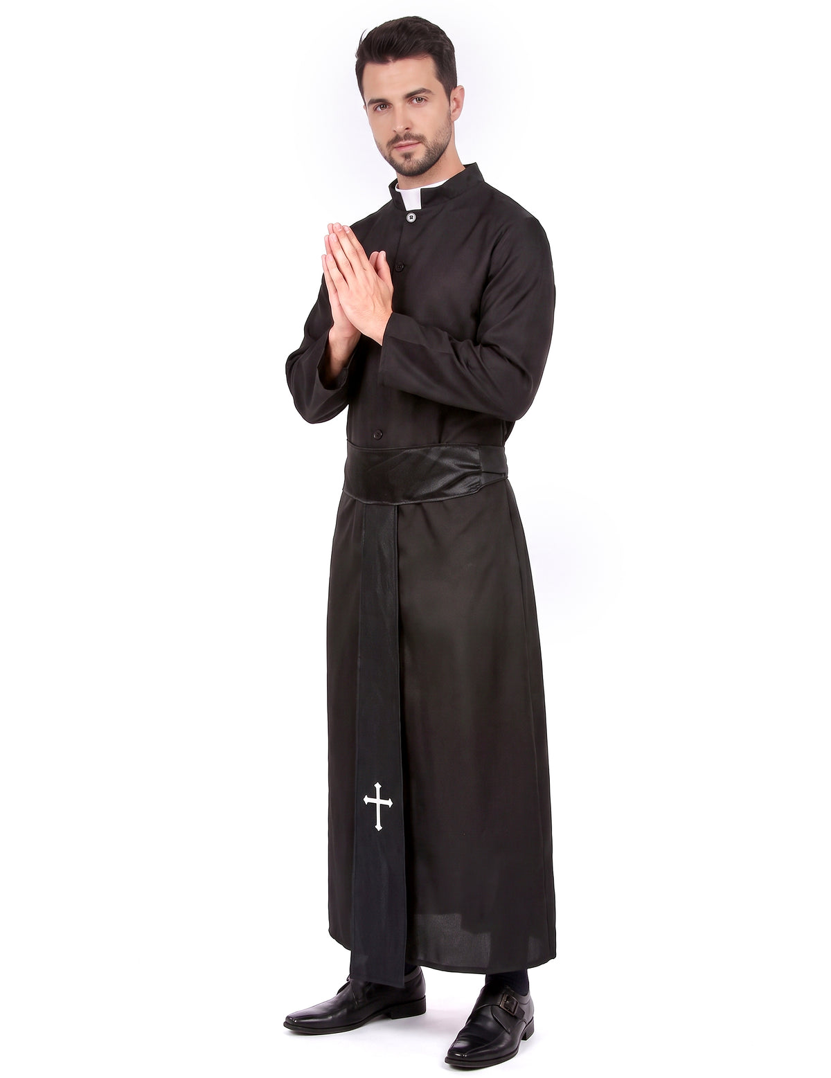 Priester-Herrenkostüm schwarz-weiss