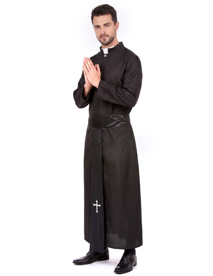 Priester-Herrenkostüm schwarz-weiss