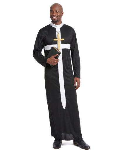 Priester Kostüm mit weissem Kreuz für Herren