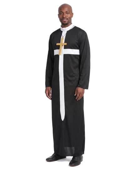 Priester Kostüm mit weissem Kreuz für Herren