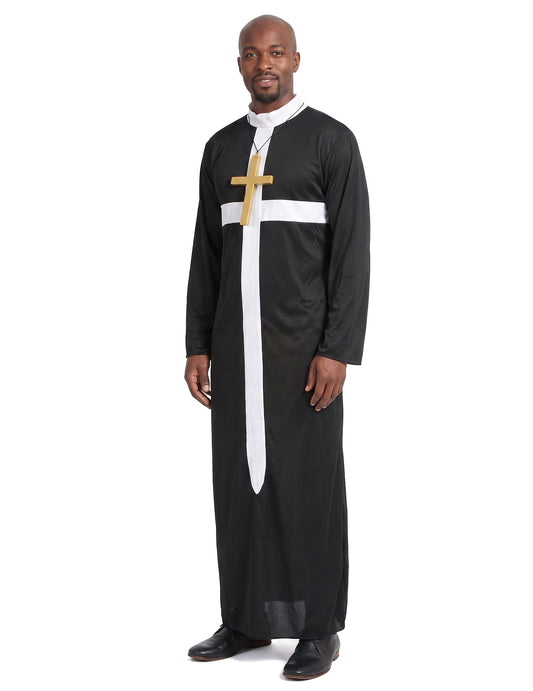 Priester Kostüm mit weissem Kreuz für Herren