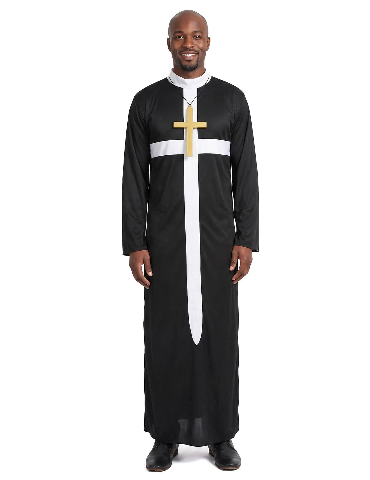 Priester Kostüm mit weissem Kreuz für Herren