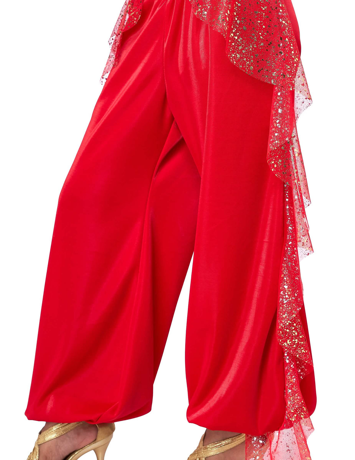 Nahaufnahme der Hose und der Rüschen des arabischen Prinzessinnenkostüms