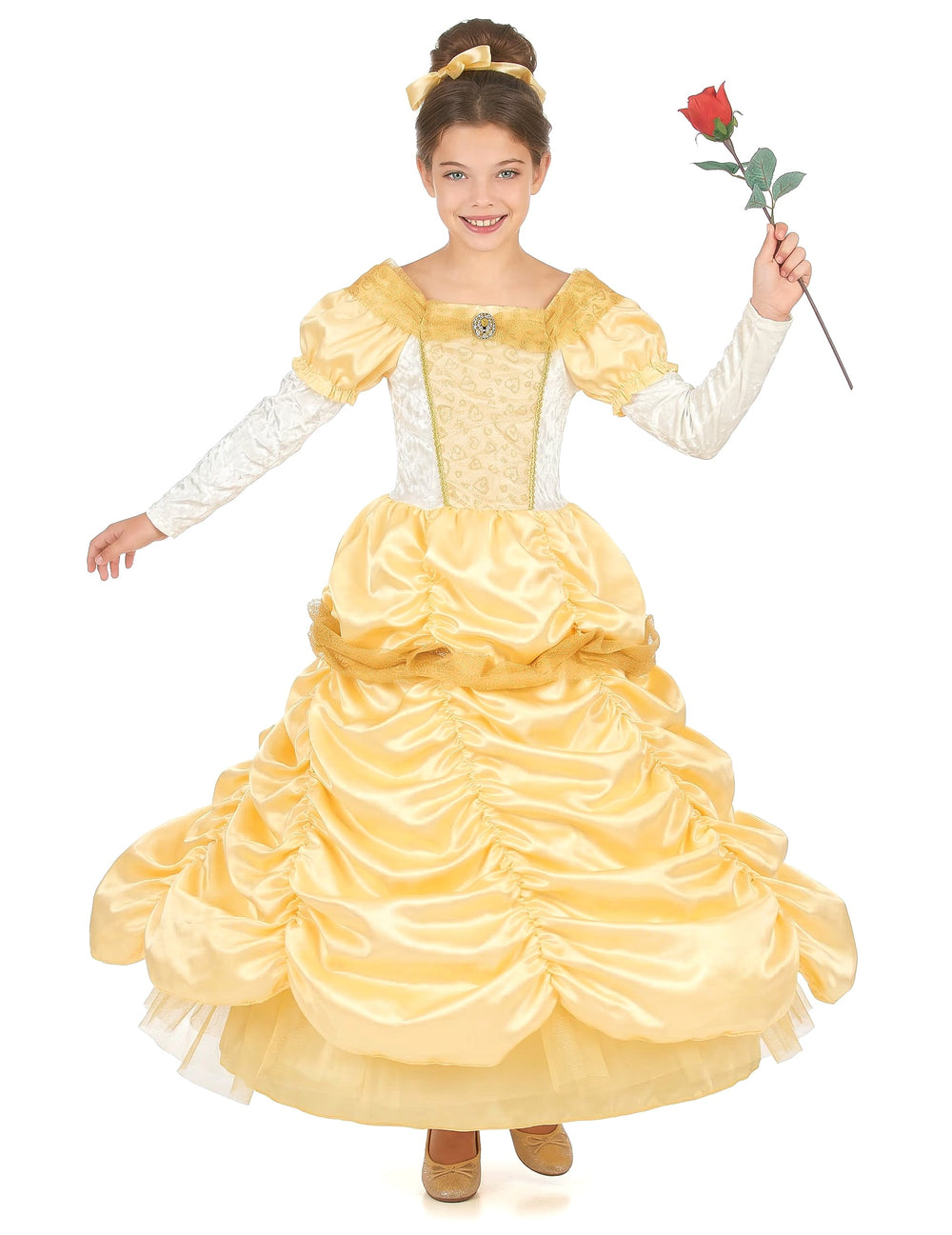 Vue d'ensemble avec bandeau du déguisement de princesse beauté pour fille