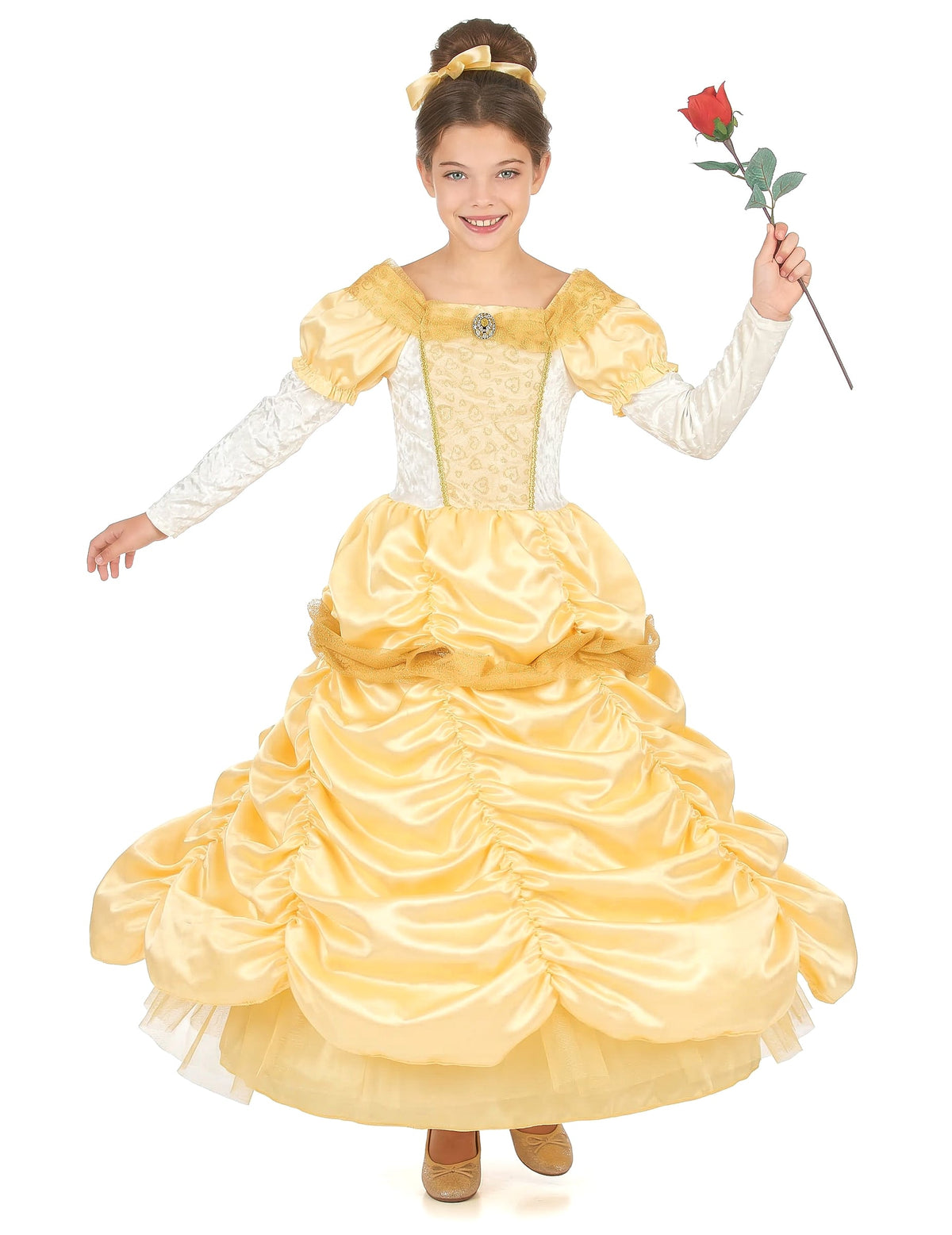 Vue d'ensemble avec bandeau du déguisement de princesse beauté pour fille