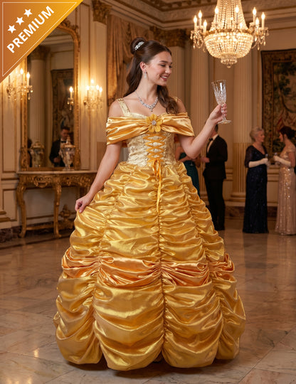 Déguisement princesse jaune haut de gamme pour femme