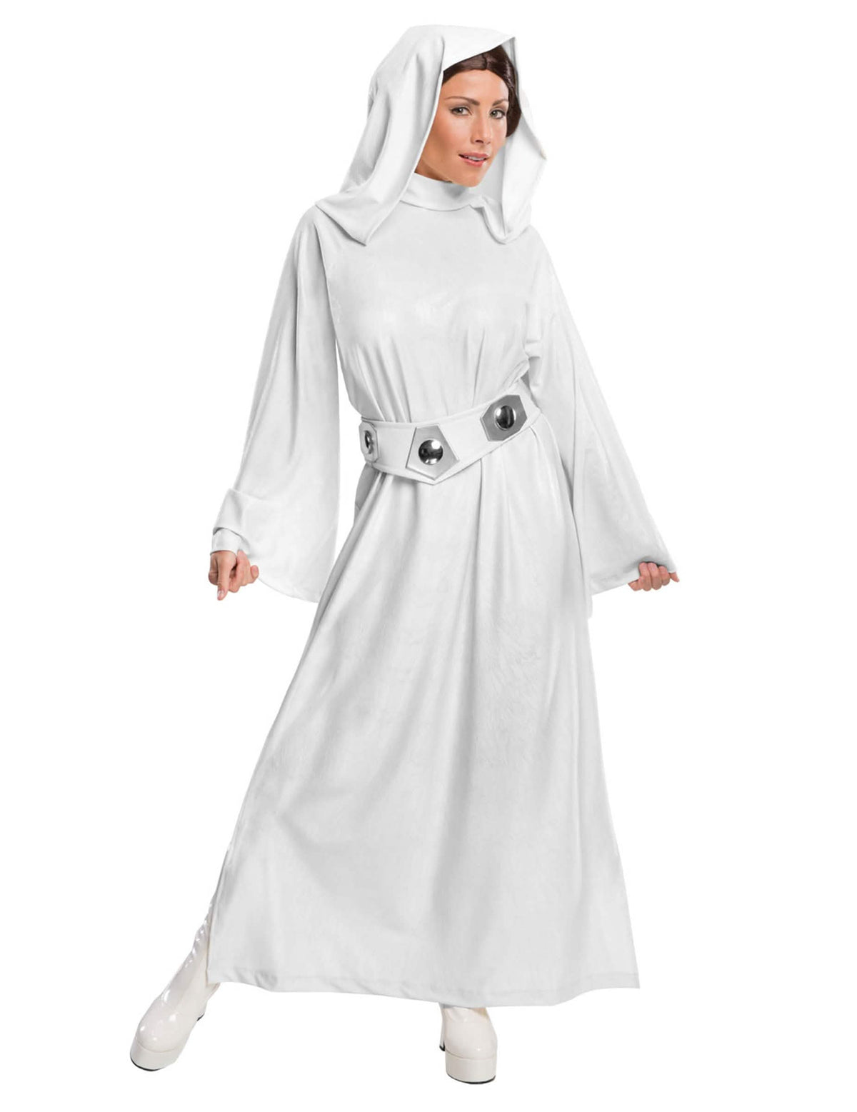 Prinzessin Leia Star Wars™ Kostüm für Damen Weiß mit Kapuze und Gürtel