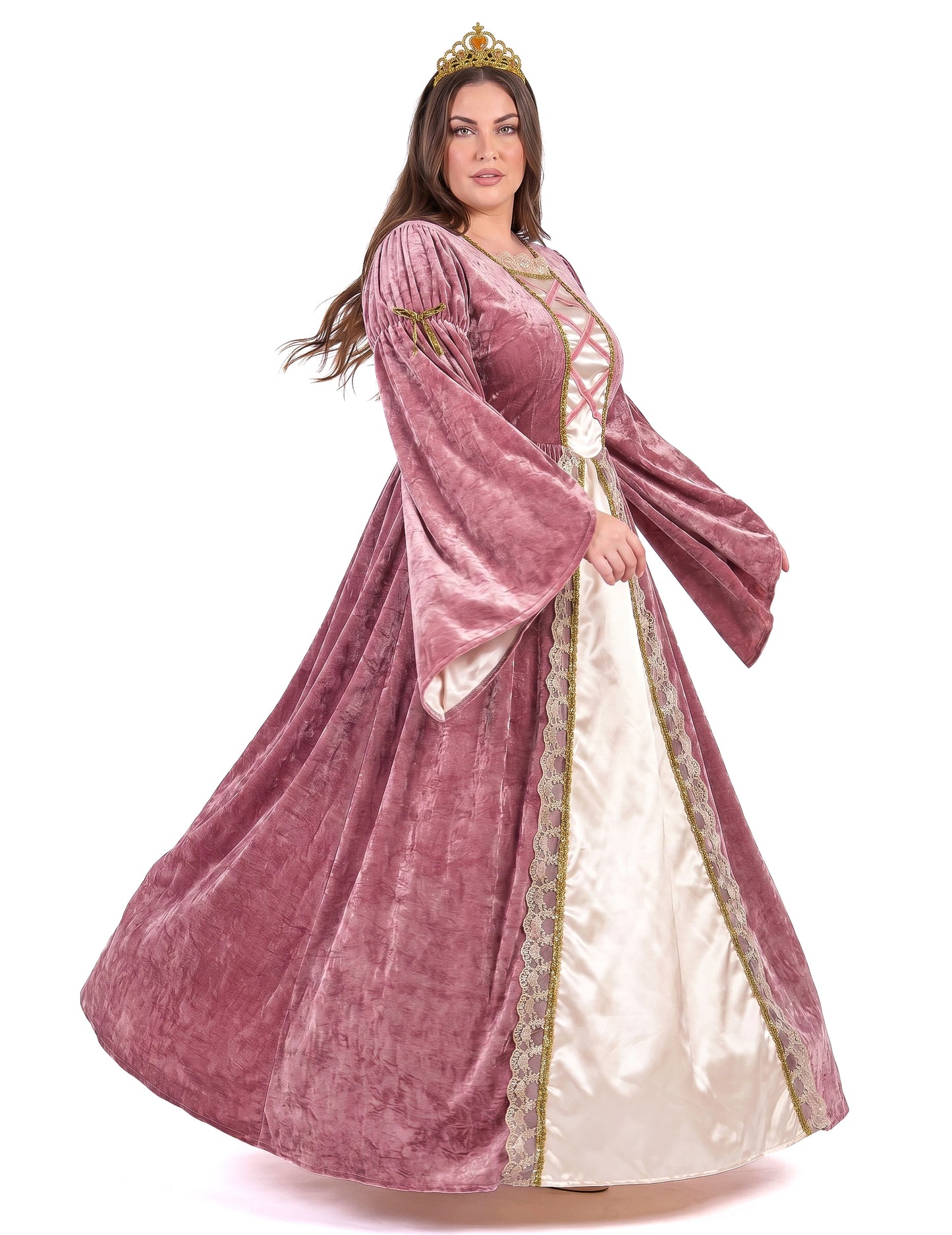 Mittelalterliches Prinzessinnenkostüm Plus Size rosa-weiss für Damen