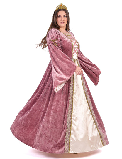 Mittelalterliches Prinzessinnenkostüm Plus Size rosa-weiss für Damen