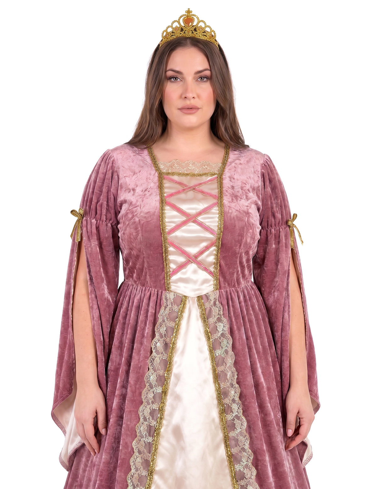 Mittelalterliches Prinzessinnenkostüm Plus Size rosa-weiss für Damen