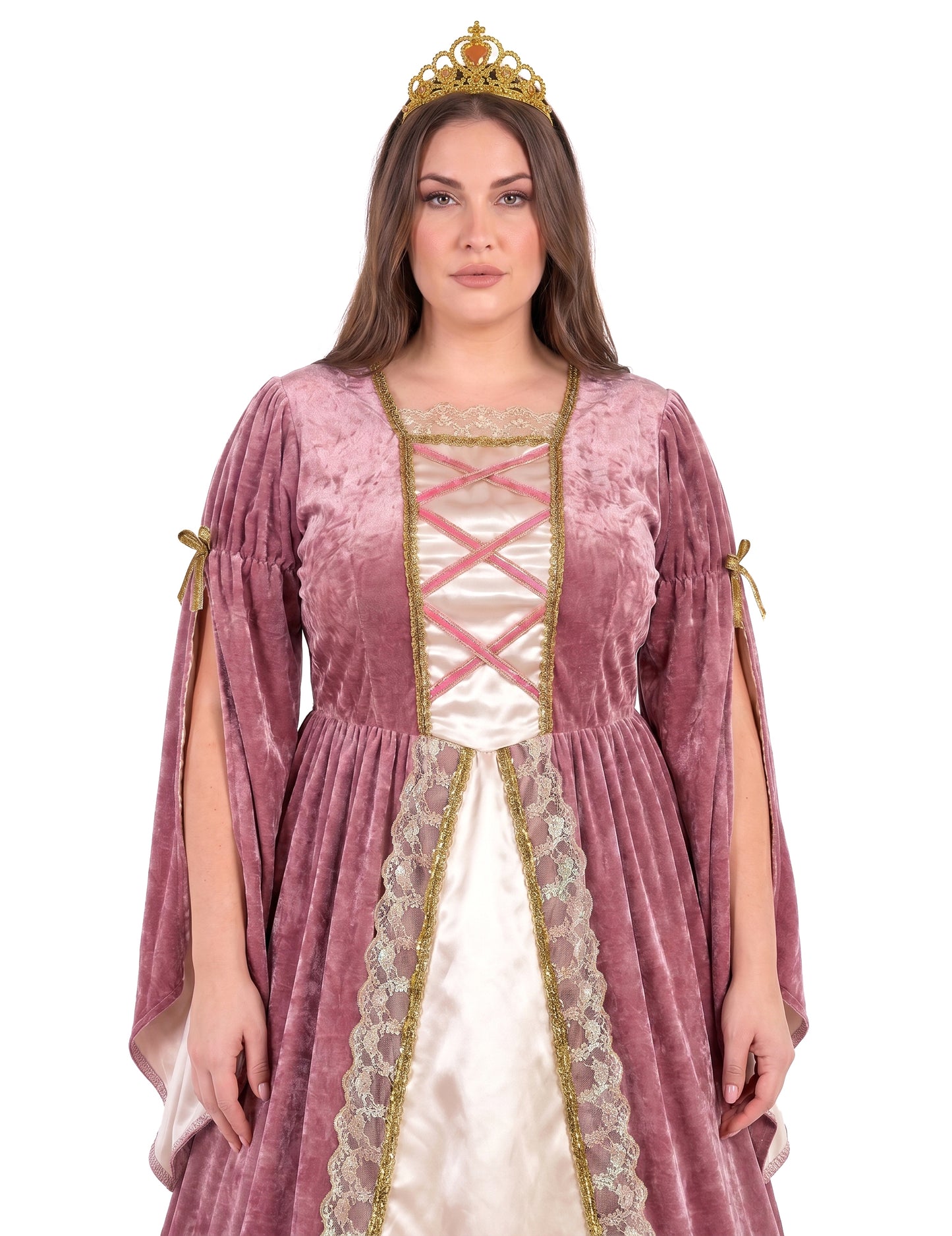 Mittelalterliches Prinzessinnenkostüm Plus Size rosa-weiss für Damen