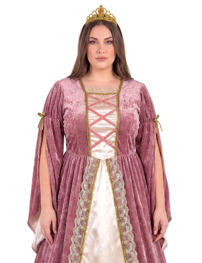 Mittelalterliches Prinzessinnenkostüm Plus Size rosa-weiss für Damen