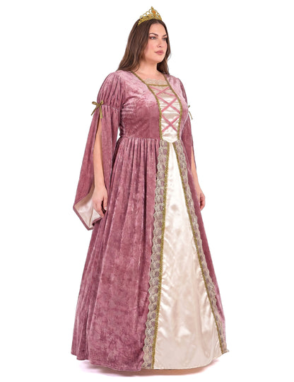 Mittelalterliches Prinzessinnenkostüm Plus Size rosa-weiss für Damen