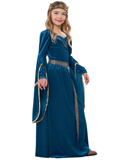 Vue de profil du déguisement de princesse médiévale velours luxe