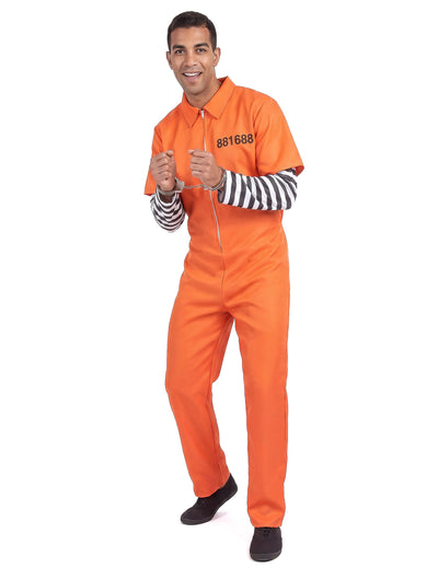 Gefangenenkostüm für Herren Sträflings-Verkleidung orange
